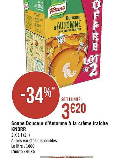 soupe douceur d'automne à la crème fraîche knorr
