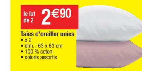 taies d'oreiller unies