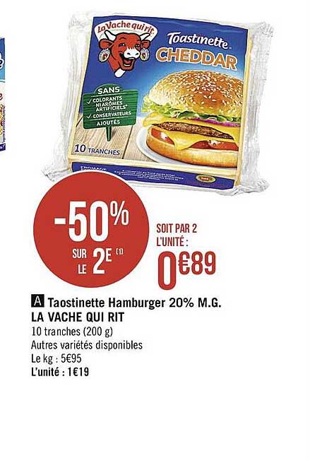 taostinette hamburger 20% m.g. la vache qui rit