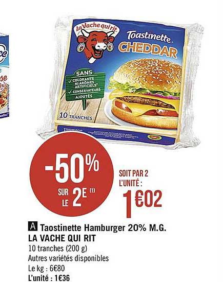 toastinette hamburger 20% m.g. la vache qui rit