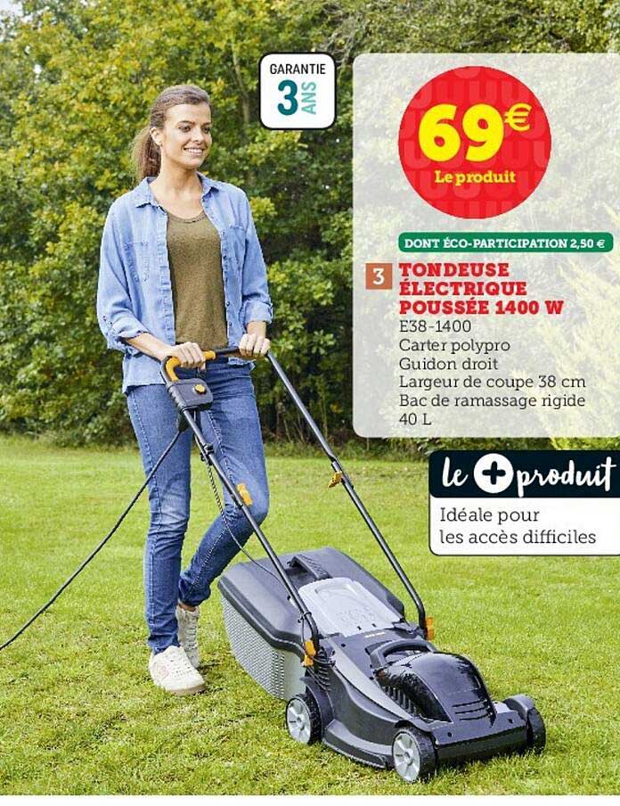 Tondeuse électrique Poussée 1400 W