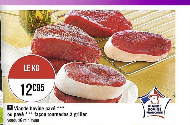viande bovine pavé ou pavé façon tournedos à griller