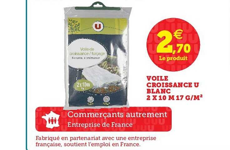 voile croissance u blanc 2 x 10 m 17 g-m2