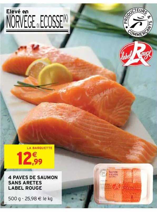 4 pavés de saumon sans arêtes label rouge