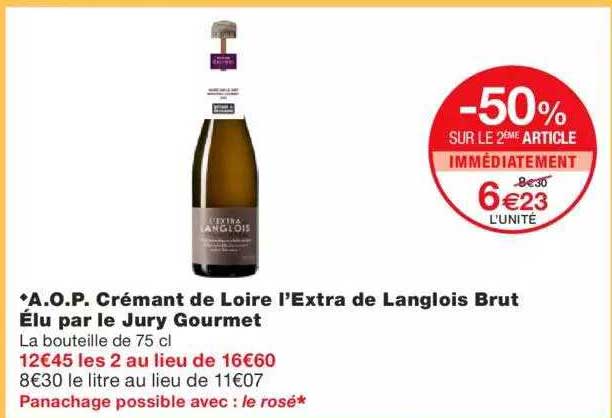 a.o.p. crémant de loire l'extra de langlois brut élu par le jury gourmet