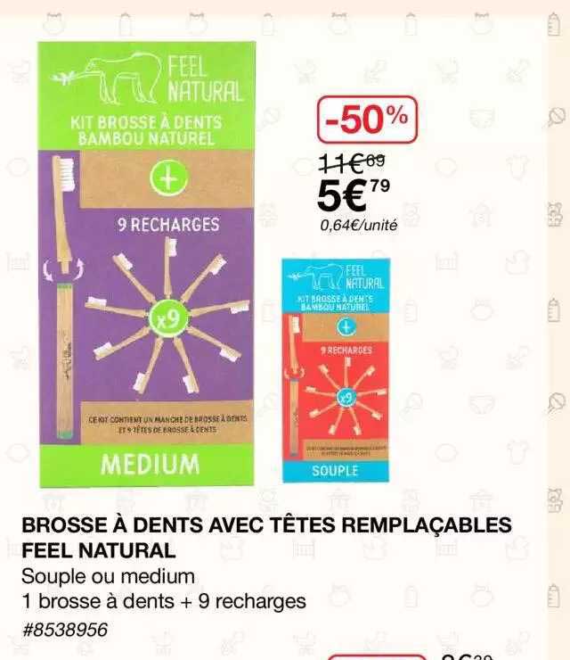 Brosse à Dents Avec Têtes Remplaçables Feel Natural