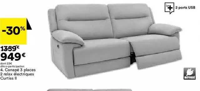 Canapé 3 Places 2 Relax électriques Curtiss II