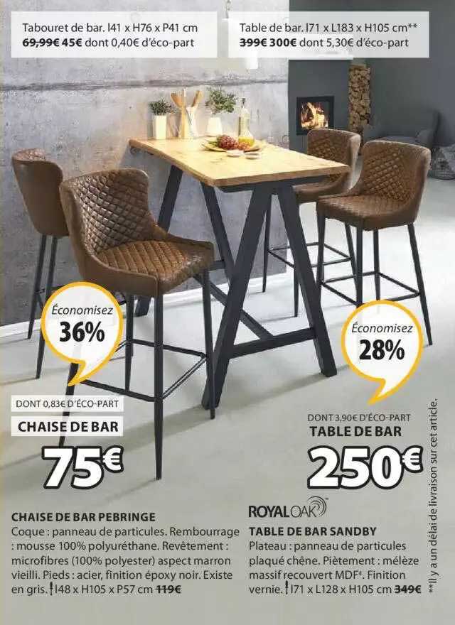 Chaise De Bar Pebringe, Table De Bar Sandby Royal Oak