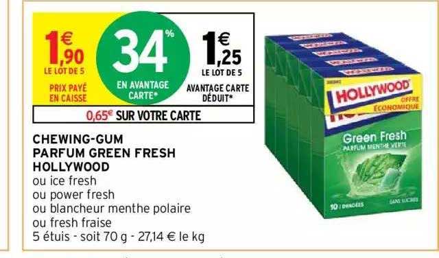 chewing-gum parfum green fresh hollywood