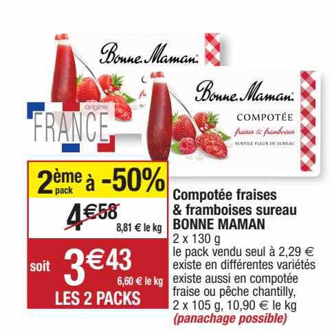 compotée fraises & framboises sureau bonne maman