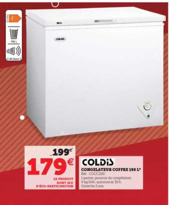 congélateur coffre 198 l coldis