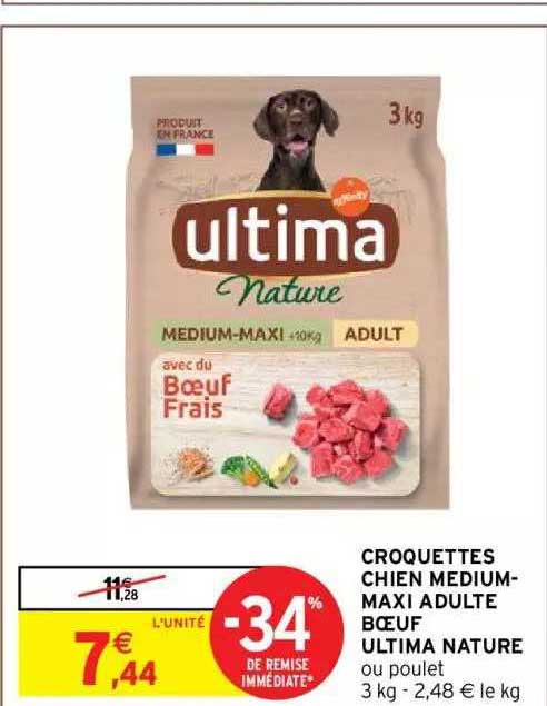 Croquettes Chien Medium-maxi Adulte Bœuf Ultima Nature