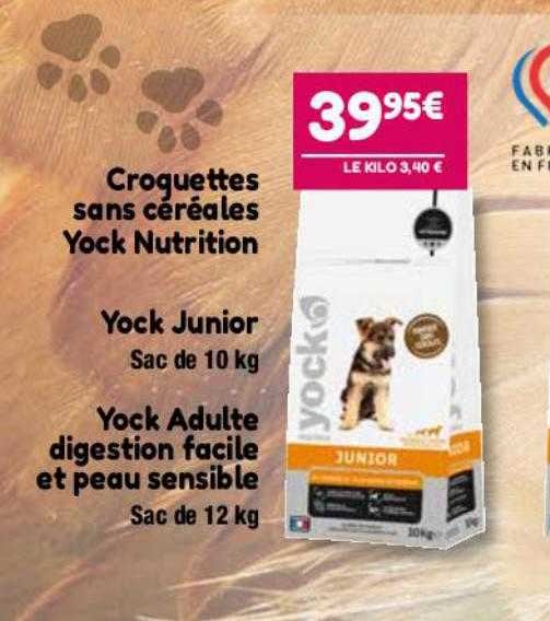 Croquettes Sans Céréales Yock Nutrition, Yock Junior, Yock Adulte Digestion Facile Et Peau Sensible