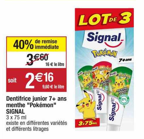 dentifrice junior 7+ ans menthe "pokémon" signal