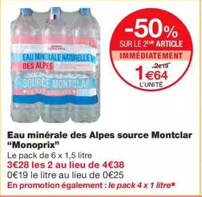 Eau Minérale Des Alpes Source Montclar "monoprix"