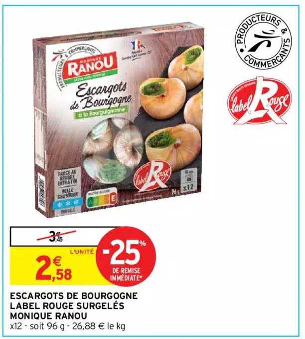escargots de bourgogne label rouge surgelés monique ranou