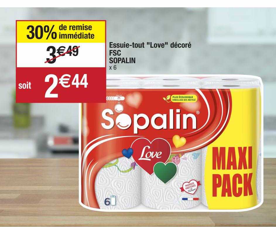 essuie-tout "love" décoré fsc sopalin