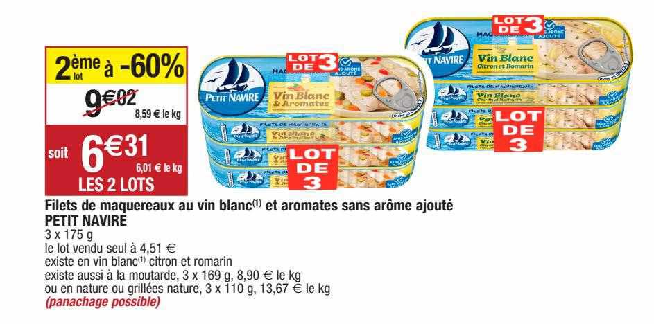 filets de maquereaux au vin blanc et aromates sans arôme ajouté petit navire