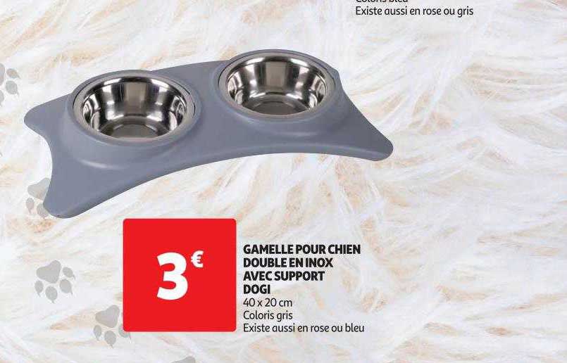 gamelle pour chien double en inox avec support dogi