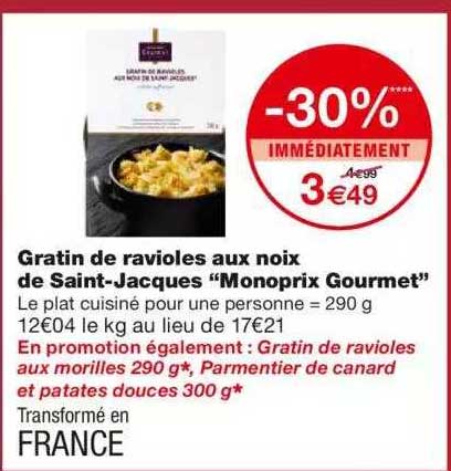 Gratin De Ravioles Aux Noix De Saint-jacques "monoprix Gourmet"