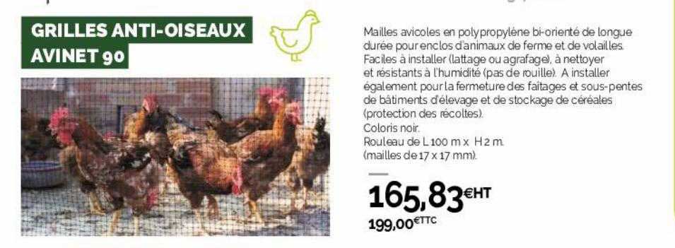 grilles anti-oiseaux avinet 90