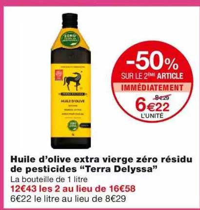 huile d'olive extra vierge zéro résidu de pesticides "terra delyssa"
