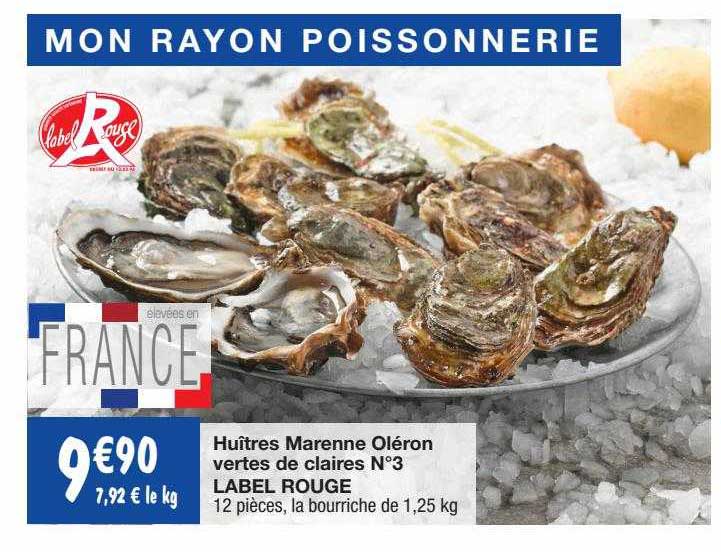 huîtres marenne oléron vertes de claires n°3 label rouge