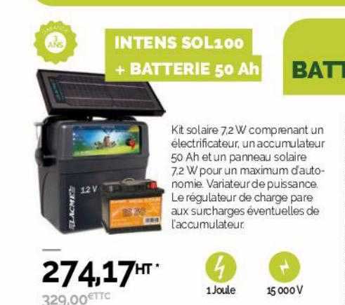 intens sol 100 + batterie 50 ah