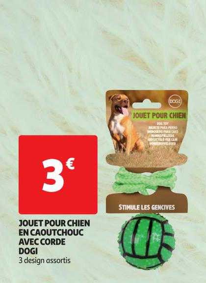 jouet pour chien en caoutchouc avec corde dogi