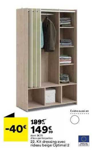 kit dressing avec rideau beige optimal 2