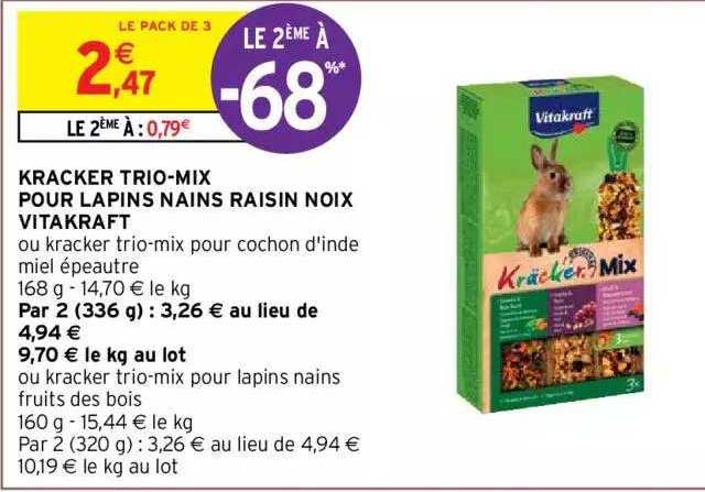kracker trio-mix pour lapins nains raisin noix vitakraft