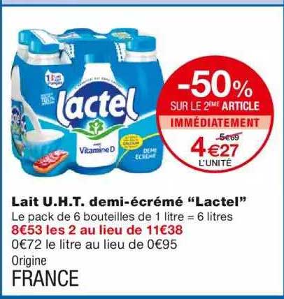 lait u.h.t. demi-écrémé "lactel"