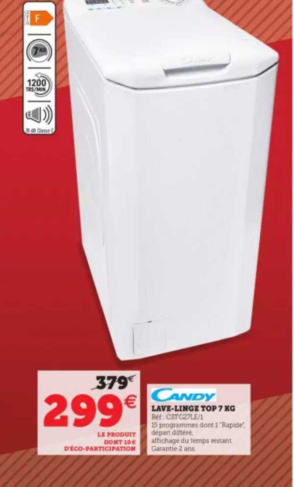 lave-linge top 7 kg candy