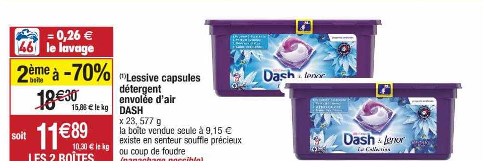 lessive capsules détergent envolée d'air dash