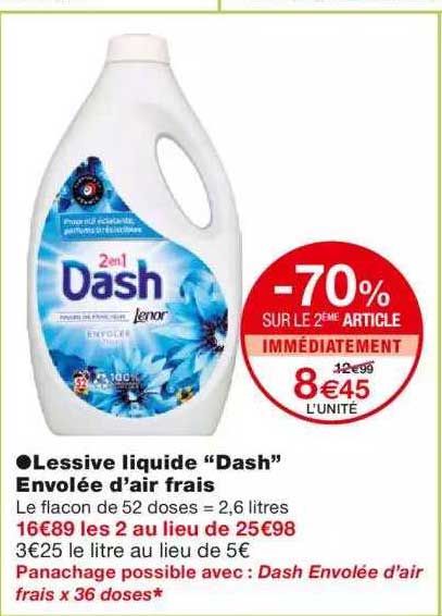 lessive liquide "dash" envolée d'air frais