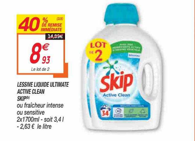 Lessive Liquide Ultimate Active Clean Skip