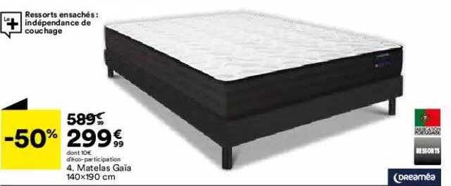 Matelas Gaïa 140 X 190 Cm Dreaméa