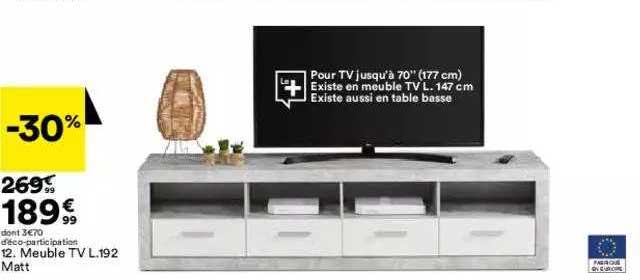 meuble tv l. 192 matt