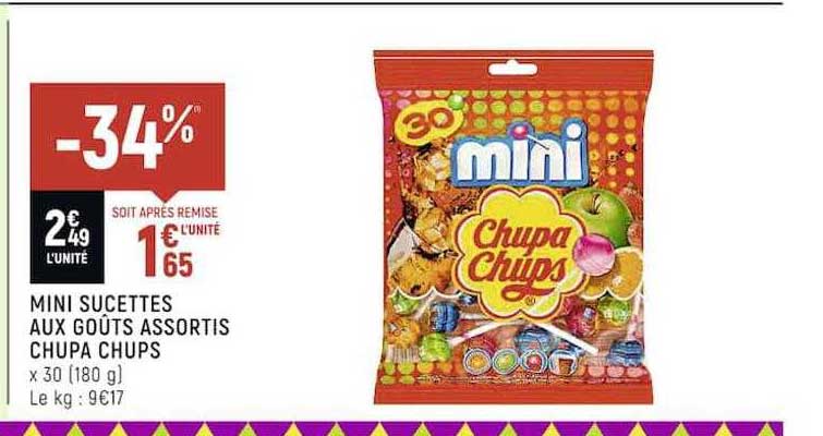 mini sucettes aux goûts assortis chupa chups