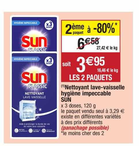 Nettoyant Lave-vaisselle Hygiène Impeccable Sun