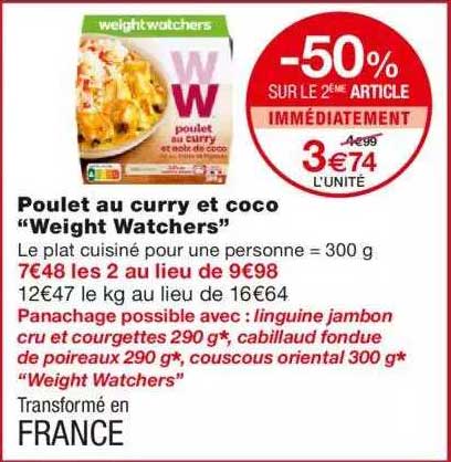 poulet au curry et coco "weight watchers"