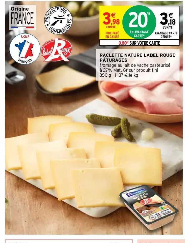 Raclette Nature Label Rouge Pâturages