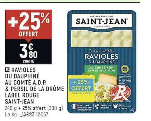 ravioles du dauphiné au compté a.o.p. & persil de la drôme label rouge saint-jean