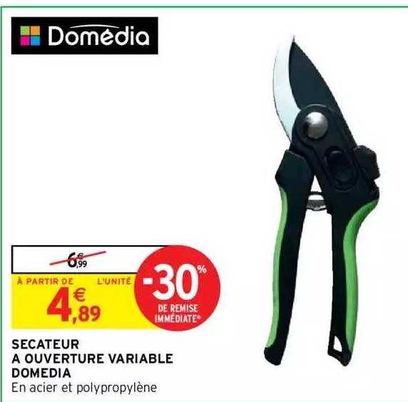 sécateur à ouverture variable domédia