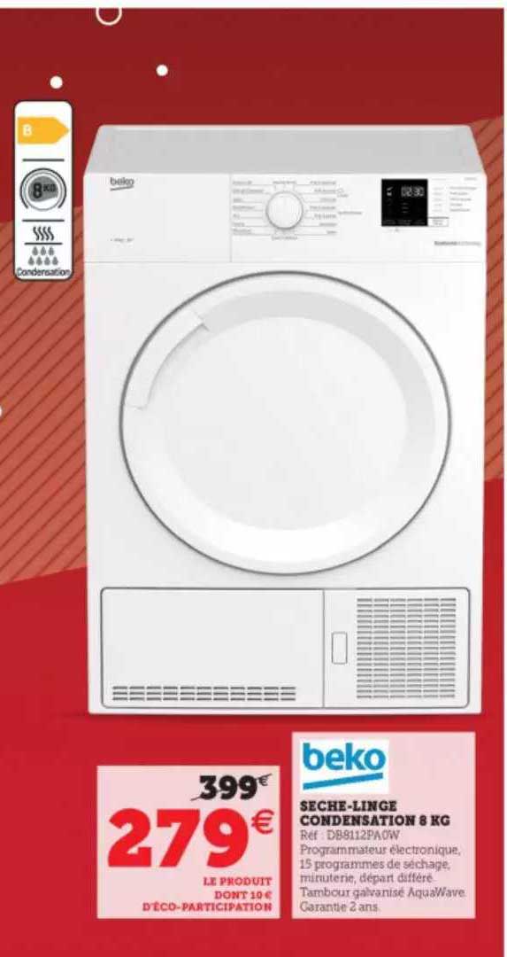 sèche-linge condensation 8 kg beko