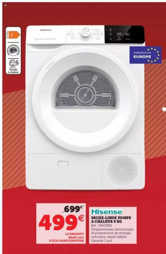 Sèche-linge Pompe à Chaleur 9 Kg Hisense