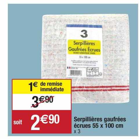 serpillières gaufrées écrues 55 x 100 cm