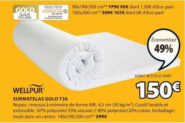 Surmatelas Gold T30 Wellpur