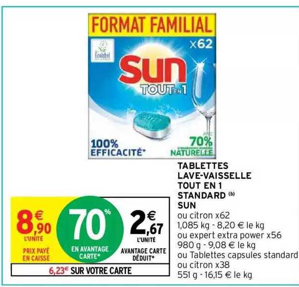 tablettes lave-vaisselle tout en 1 standard sun