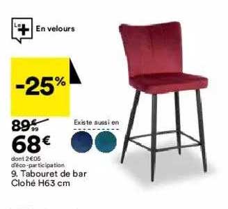 tabouret de bar clohé h63 cm